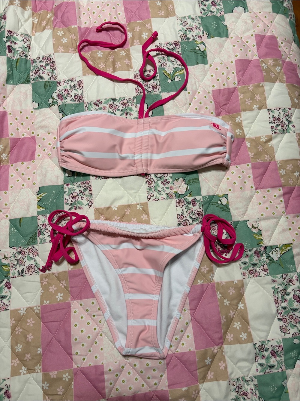 Juicy Couture Pink and White Stripe Two-Piece Bikini